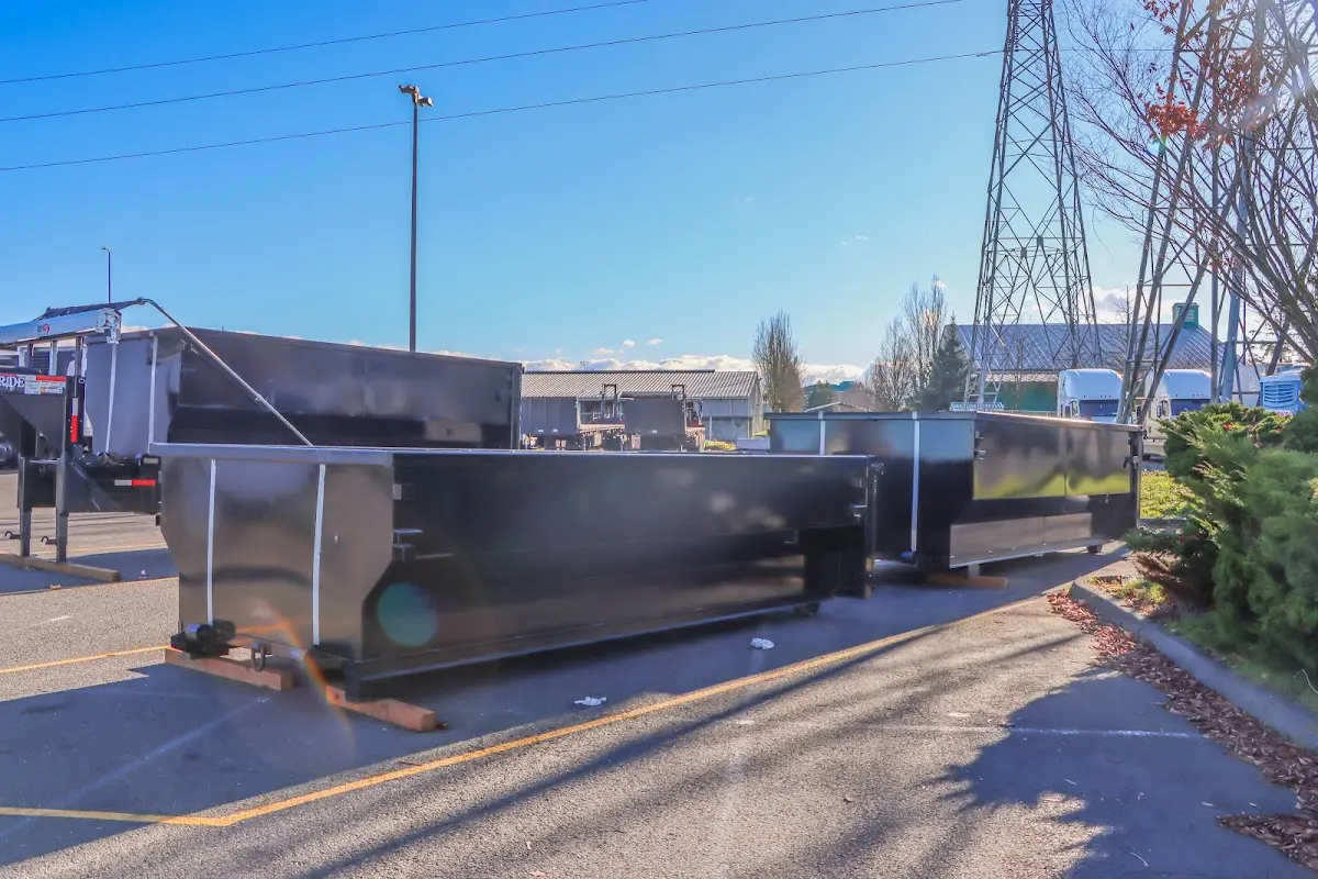 Roll-off dumpster ready for waste disposal at job site for 12 Yard Dumpster Rental in La Feria